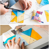 1~6 Inch Triangle Transparent Acrylic Quilting Templates, Quilting Rulers, Quilting Frames, for Applying Vinyl & Sublimation Designs On Shirts, Peru, 42.5~153x49~176x2.5mm, Hole: 3mm, 6pcs/set