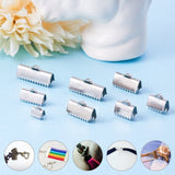 304 Stainless Steel Ribbon Crimp Ends, Stainless Steel Color, 36pcs/box
