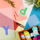 DIY Kit, with DIY Square Plastic Canvas Shapes, Polyacrylonitrile Fiber Yarn, Plastic Needles and Sharp Steel Scissors, Mixed Color