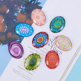 Printed Picture Glass Oval Flatback Cabochons for DIY Projects, Mixed Color, 40x30x8mm