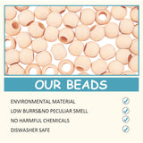 Unfinished Natural Wood European Beads, Lager Hole Beads, Round, Floral White, 14x12.5mm, Hole: 6mm