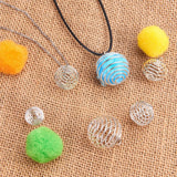 DIY Necklace Making, with Iron Wire Cage Pendants, Imitation Leather Cord Chain, Silver, 15x14mm, Hole: 5mm