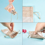 Cotton Packing Pouches, Drawstring Bags, with Organza Ribbons, Tan, 14~15x10~11cm, 20pcs/set