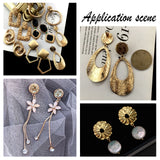 304 Stainless Steel Stud Earring Findings, with Ear Nuts/Earring Backs, Mixed Shapes, Golden, 17mm, Hole: 1.8mm, Pin: 0.7mm