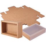 Kraft Paper Jewelry Boxes, with PVC, BurlyWood, Unfold: 37.1~37.2x30x0.05cm, fold: 17x10x4cm, inner size: 15x8x4cm