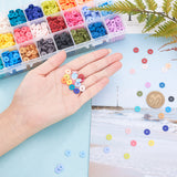 Handmade Polymer Clay Beads, for DIY Jewelry Crafts Supplies, Disc/Flat Round, Mixed Color, 8x0.5~1mm, Hole: 2mm, 24colors, about 190~200pcs/color, 4560~4800pcs/box