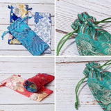 Silk Pouches, Drawstring Bag, Mixed Color, 19~20x7.5~8cm
