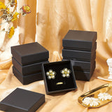 Kraft Paper Cardboard Jewelry Boxes, Ring/Earring Box, Square, Black, 10x10x3.5cm