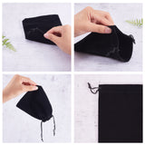 Rectangle Velvet Pouches, Candy Gift Bags Christmas Party Favors Bags, Black, 15x12cm