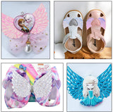 Glittery Angel Wings Patches, DIY Craft Applique Children Hair Accessories, Mixed Color, 8.3x12cm, 60pcs/bag