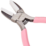 45# Carbon Steel Jewelry Pliers, Flat Nose Pliers, Nylon Jaw Pliers, Polishing, Pink, 13x8.95x1cm