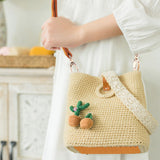 DIY Knitting Crochet PU Leather Bag, with PU Leather Bag Bottom, Shoulder Strap, Bag Twist Lock, Flap Cover,Bag Buckles, Camel, 240x82x4.5mm