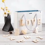 Building Blocks Creative  English Letters, Wooden Learning Toys, Letter A~Z and Heart, Tan, Box: 24x17.2x2cm, Letter: 35.5~40x26~39.5x2mm, Heart: 31.5x32x2mm, 112pcs/set