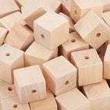 Natural Wood Beads, Undyed, Cube, Drilled , Wheat, 19~20x19~20x19~20mm, Hole: 4~5mm