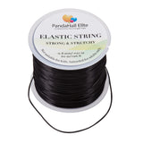 Flat Elastic Crystal String, Elastic Beading Thread, for Stretch Bracelet Making, Flat, Black, 0.8mm, about 60m/roll