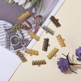 Alloy Tibetan Silver Chandelier Components, Rectangle with Flower, Mixed Color, 25x12mm, Hole: 1.5mm, 120pcs/box