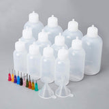 Plastic Glue Bottles, with Bottle Stoppers, Fluid Precision Blunt Needle Dispense Tips and Funnel Hopper, Mixed Color, 10.8x4.3cm, Capacity: 100ml