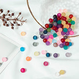 Transparent Glass Beads, Frosted, Round, Mixed Color, 6mm, Hole: 1.3~1.6mm, about 50~61pcs/color, 1200~1464pcs/box