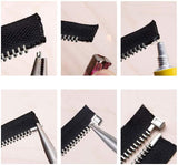 Clothing Accessories, Zinc Alloy Zipper Repair Accessories Insert Box and Pin Fix Retainer, Mixed Color, 8.5~17x4.5~12x4~6.5mm, Pin: 8.5~16.5x2~3.5x2~3.5mm, 12sets/box