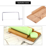 Wooden Soap Cutter Cutting Tools, Rectangle Loaf Mould with Wire Slicer, for Handmade Craft Soap Making Tool, BurlyWood, 119x248x33mm