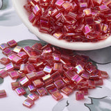 152Pcs MIYUKI TILA Beads, Transparent Japanese Seed Beads, 2-Hole, Square, (TL254) Transparent Red AB, 5x5x1.9mm, Hole: 0.8mm