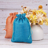 Burlap Packing Pouches Drawstring Bags, Mixed Color, 18x13cm, 1pc/color, 10pcs/set