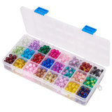 Spray Painted Crackle Glass Beads, Round, Mixed Color, 8mm, Hole: 1.3~1.6mm, about 25pcs/compartment, 600pcs/box