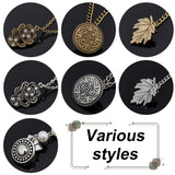 Flat Round & Flower & Leaf Rhinestone Pins, Alloy Brooch with Iron Hanging Long Chains for Suit Shirt Collar, Mixed Color, 160~205x3~4mm, 7pcs/set, 1 set/box