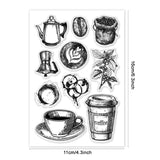 Custom Summer Theme PVC Plastic Clear Stamps, for DIY Scrapbooking, Photo Album Decorative, Cards Making, Coffee, 160x110mm