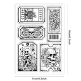 Custom Summer Theme PVC Plastic Clear Stamps, for DIY Scrapbooking, Photo Album Decorative, Cards Making, Skeleton, 160x110mm