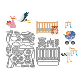 Baby & Bird Carbon Steel Cutting Dies Stencils, for DIY Scrapbooking, Photo Album, Decorative Embossing Paper Card, Greeting Card Mold, Mixed Shapes, 116~157x96~121x0.8mm, 2pcs/set