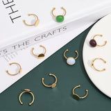 3 Size Stainless Steel Open Cuff Finger Ring Finding, Pad Ring Settings, Flat Round, Light Gold, US Size 7 3/4(17.9mm), Tray: 8~12mm, 8Pcs/size, 24Pcs/box