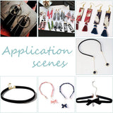 72Pcs 12 Style Iron Ribbon Ends, Rectangle, Mixed Color, 7~7.5x25~50x7mm, Hole: 2.5~3x1mm, 6Pcs/style