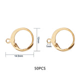 304 Stainless Steel Leverback Earring Findings, with Loop, Golden, 14.5x12mm, Hole: 1mm, Pin: 0.8x1mm, 50pcs/box