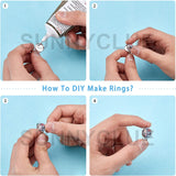 DIY Finger Rings Making Kits, Including Adjustable Brass Pad Ring Settings, Transparent Half Round Glass Cabochons, Silver, 3mm, Inner Diameter: 12mm