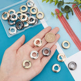 24Pcs 4 Colors Alloy Grommet Eyelet Findings, Screw Together Grommet Ring, for Bag Making, Mixed Color, 2.1x0.6cm, Hole: 10.5mm, 6pcs/color