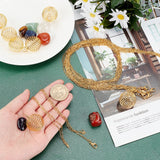 DIY Natural Beads Cage Pendant Necklace Sets Making Kit, Include Iron Wire Pendants, Natural Gemstone Beads, Brass Cable Chains Necklace Making, Golden, Necklace Making: 7pcs/set