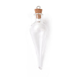 Teardrop Glass Cork Bottle Big Pendants, Glass Empty Wishing Bottle Charm, with Platimen Tone Iron Loops, Clear, 7.05cm, Hole: 2.5mm, 6pc/Set