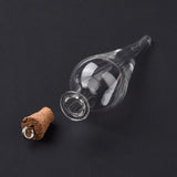 Teardrop Glass Cork Bottle Big Pendants, Glass Empty Wishing Bottle Charm, with Platimen Tone Iron Loops, Clear, 7.05cm, Hole: 2.5mm, 6pc/Set