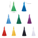 Polyester Tassel Big Pendants Decoration, Mixed Color, 80~90x8.5~9mm, Hole: 4x6mm, 20pcs/Set