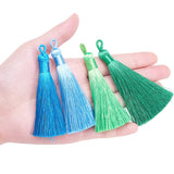 Polyester Tassel Big Pendants Decoration, Mixed Color, 80~90x8.5~9mm, Hole: 4x6mm, 20pcs/Set