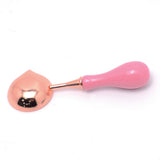 Brass Wax Sticks Melting Spoon, with Wood Handle, Rose Gold, 100x35x20mm