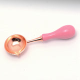 Brass Wax Sticks Melting Spoon, with Wood Handle, Rose Gold, 100x35x20mm