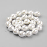 Shell Pearl Beads Strands, teardrop, WhiteSmoke, 16~16.5x13~13.5mm, Hole: 1mm, about 25pcs/strand, 15.7 inch(39.8cm)