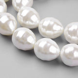 Shell Pearl Beads Strands, teardrop, WhiteSmoke, 16~16.5x13~13.5mm, Hole: 1mm, about 25pcs/strand, 15.7 inch(39.8cm)