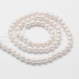 Shell Pearl Bead Strands, Grade A, Round, White, 4mm, Hole: 1mm, about 95pcs/strand, 16 inch, 5Strand/Set