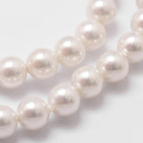 Shell Pearl Bead Strands, Grade A, Round, White, 4mm, Hole: 1mm, about 95pcs/strand, 16 inch, 5Strand/Set