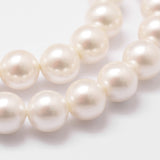 Shell Pearl Bead Strands, Loose Beads for Jewelry Making, Grade A, Round, Floral White, 6mm, Hole: 0.8mm, about 62pcs/strand, 16 inch, 5Strand/Set