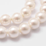 Shell Pearl Bead Strands, Loose Beads for Jewelry Making, Grade A, Round, Floral White, 8mm, Hole: 1mm, about 47pcs/strand, 15.5 inch, 5Strand/Set