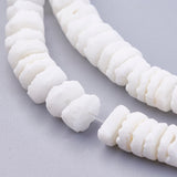 Natural White Shell Beads Strands, Disc/Flat Round, Heishi Beads, 5.5~7.5x1.4~4mm, Hole: 1mm, about 275pcs/strand, 23.81 inch(60.5cm), 5Strand/Set